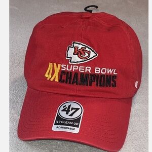 47 Kansas City Chiefs 4X Super Bowl Champions adjustable Hat/Cap NWT